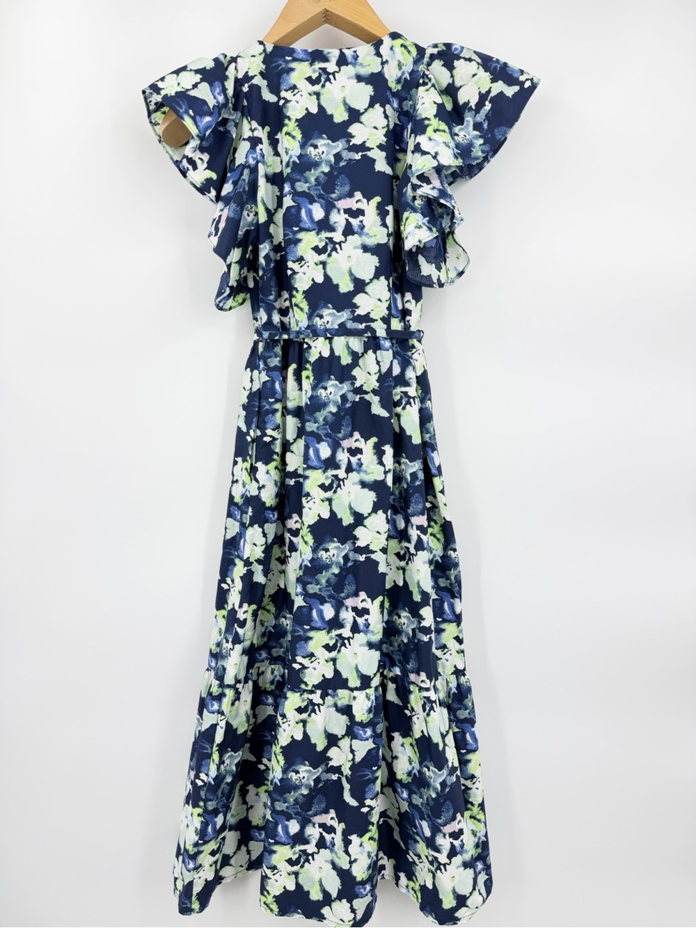 A New Day Navy Blue Floral Ruffle Sleeve Midi Dress XS NWT - Picture 6 of 13